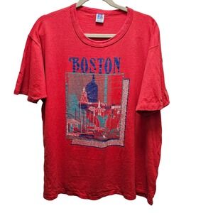 Vintage Russell Athletic Boston T Shirt Red XL Made in USA Graphic Tee 90s
